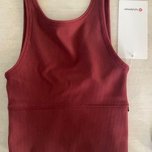 BNWT Lululemon Power Pivot Rib Tank, Mulled Wine, Size 0